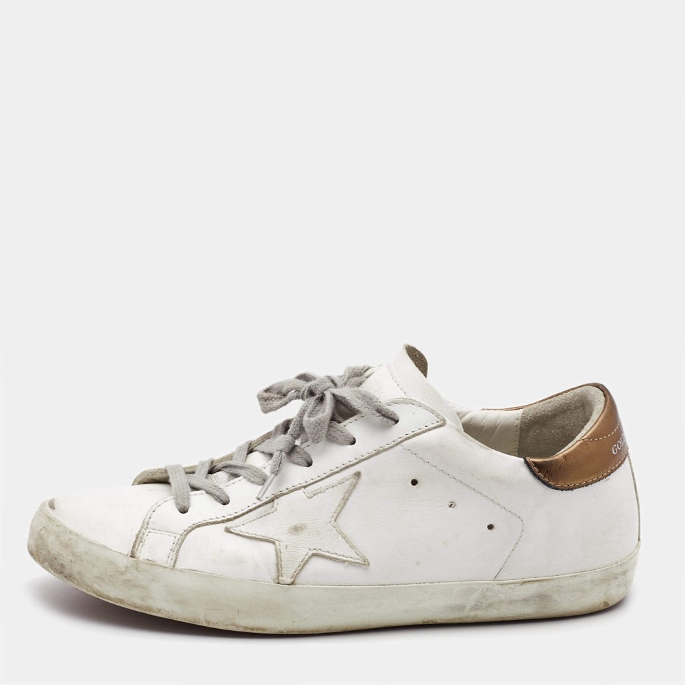 Golden Goose White Sneakers with Brown Heel